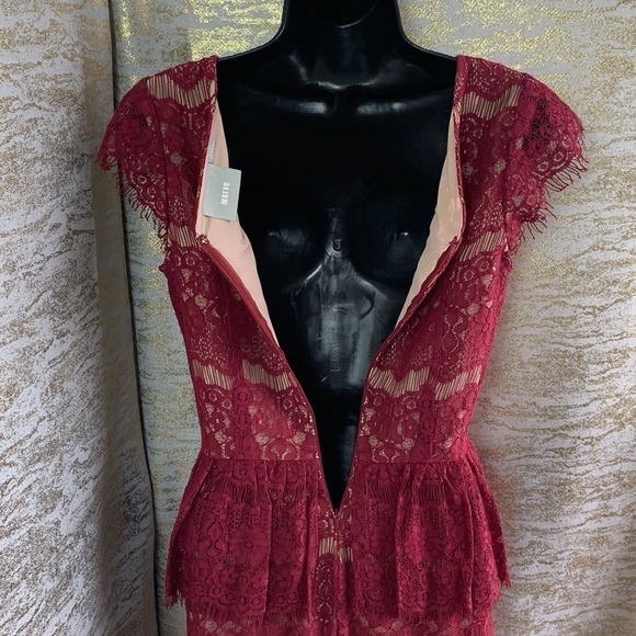 Anthropologie Maeve Burgundy Elsa Lace Peplum Cocktail Dress Size XS - Picture 12 of 16